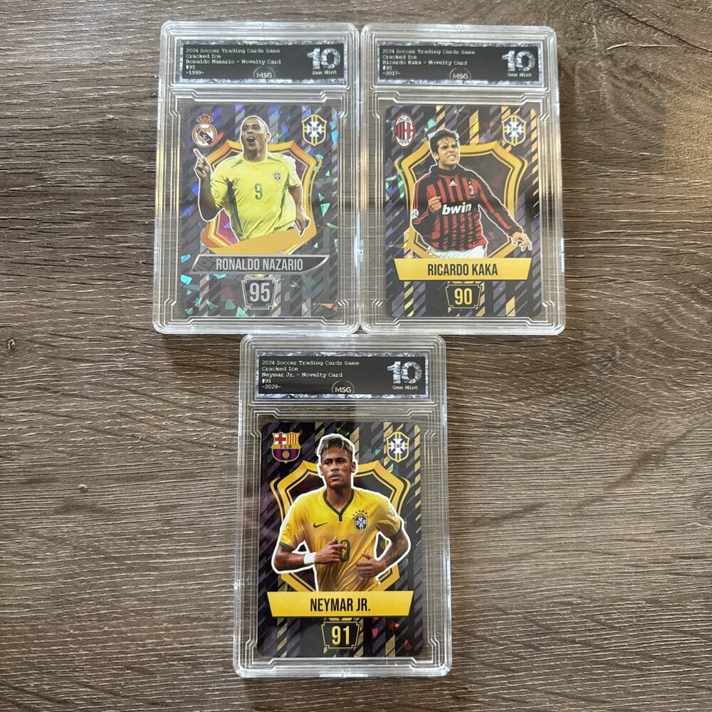Ronaldo Nazario, Ricardo Kaka & Neymar Jr. 2024 Soccer TCG Graded 10